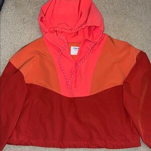 Old Navy Colorblock Pullover Hoodie in Red, Coral & pink